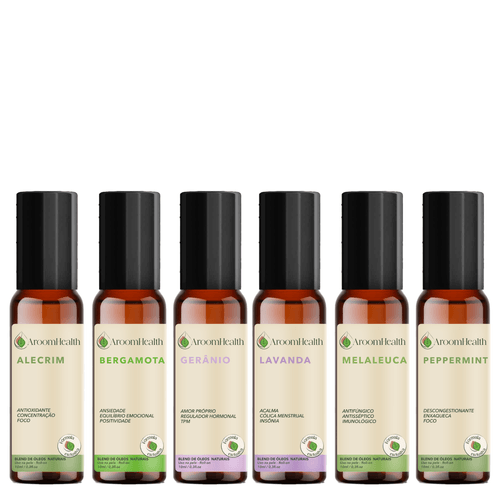 Kit 6 blends óleos essenciais em roll-on 10 ml cada - Fórmula exclusiva