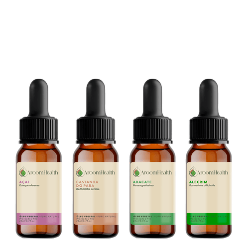 Kit de óleos vegetais – Açai, Castanha do Pará, Abacate e Alecrim – 20 ml cada