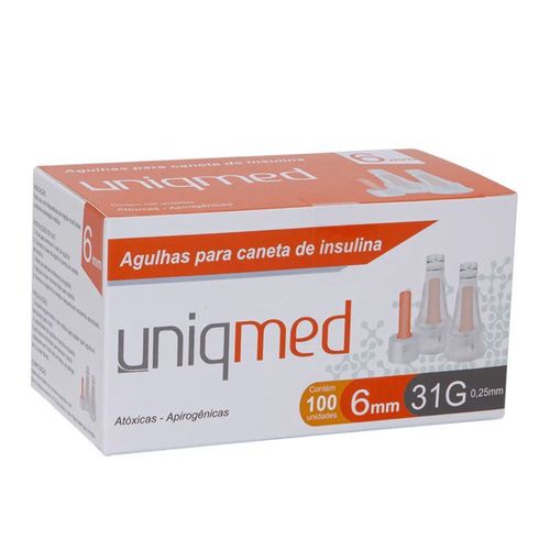Agulhas Para Caneta de Insulina Uniqmed 6mm 100 unidades
