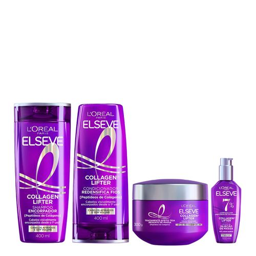 Kit-L-Oreal-Paris-Elseve-Collagen-Lifter-Shampoo-400ml---Condicionador-400ml---Leave-In-100ml---Creme-de-Tratamento-300g Kit-L-Oreal-Paris-Elseve-Collagen-Lifter-Shampoo-400ml---Condicionador-400ml---Leave-In-100ml---Creme-de-Tratamento-300g