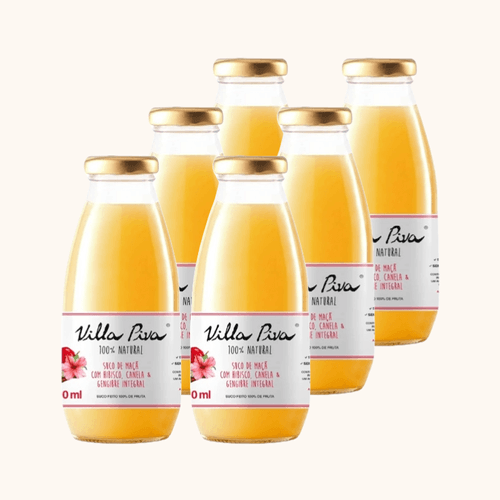 Kit 6X: Suco de Maçã com Hibisco, Canela e Gengibre Sem Açúcar Villa Piva 300ml