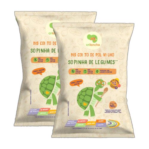 Kit 2X: Biscoito de Polvilho Sopinha de Legumes Vegano Crilancha 40g