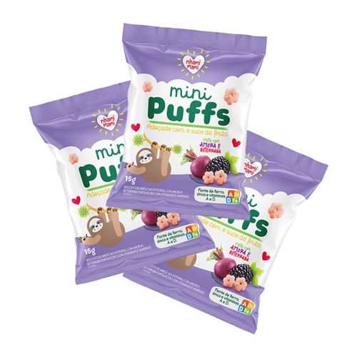 Kit 3X: Snack Infantil Mini Puffs Amora e Beterraba Nhami Mami 15g Kit 3X: Snack Infantil Mini Puffs Amora e Beterraba Nhami Mami 15g
