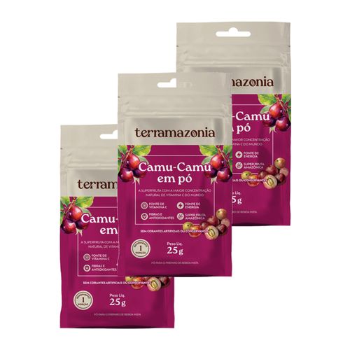 Kit 3X: Camu Camu em Pó Sem Glúten Sachê Terramazonia 25g
