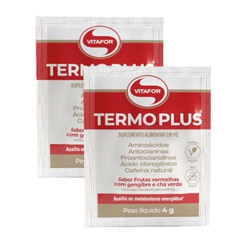 Kit 2X: Termo Plus Termogênico Frutas Vermelhas com Gengibre e Chá Verde 4g Vitafor 30 Sachês