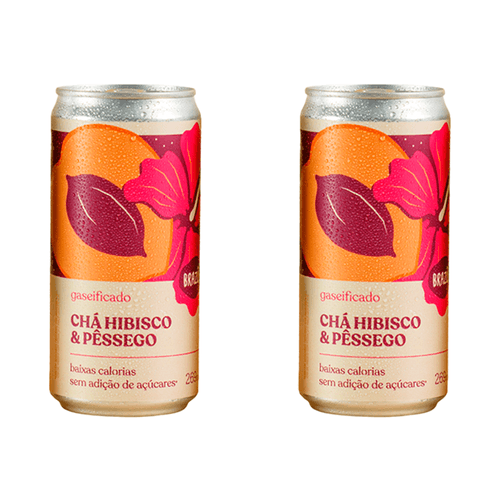 Kit 2X: Chá de Hibisco com Pêssego Gaseificado Brazô 269ml