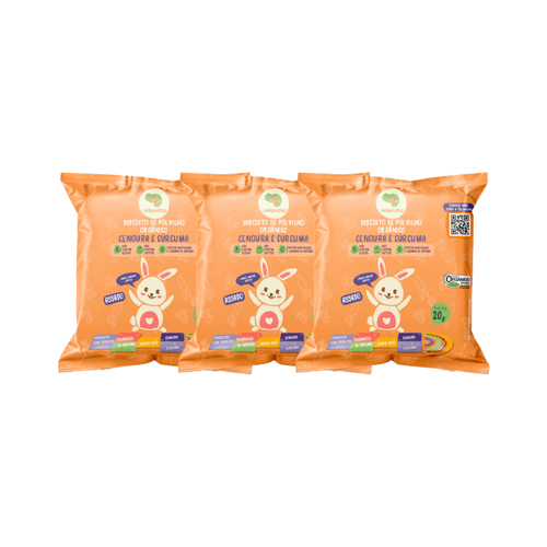 Kit 3X: Biscoito de Polvilho Cenoura e Cúrcuma Vegano Orgânico Crilancha 20g