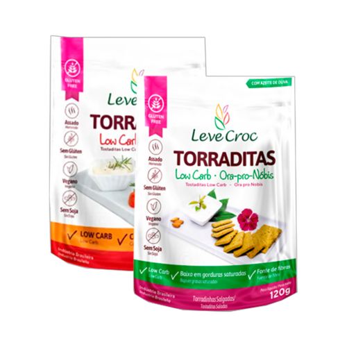 Kit 2 Biscoitos Torradita Low Carb Sem Glúten Leve Croc: Original, Ora Pro Nobis