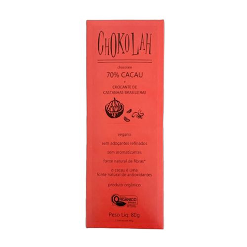 Chocolate ao Leite 70% Cacau com Castanhas Orgânico CHoKolaH 80g Chocolate ao Leite 70% Cacau com Castanhas Orgânico CHoKolaH 80g