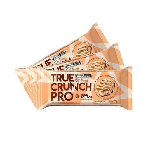 Kit 3X: Wafer Proteico True Crunch Pro Chocolate Branco True Source 25g