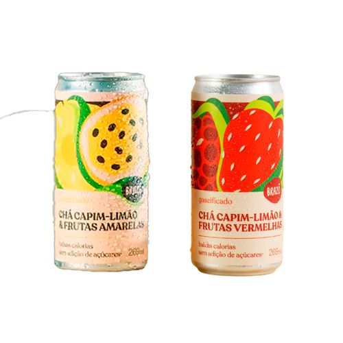 Kit 2 Chás de Capim Limão Brazô 269ml: Frutas Vermelhas, Frutas Amarelas
