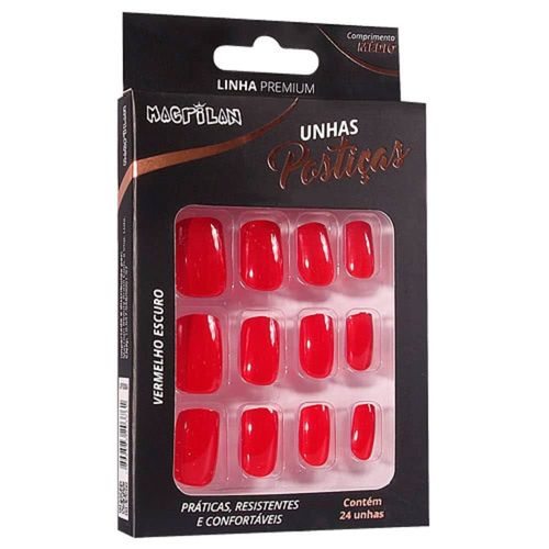 Unhas Macrilan Up308A Vermelho Escuro Média