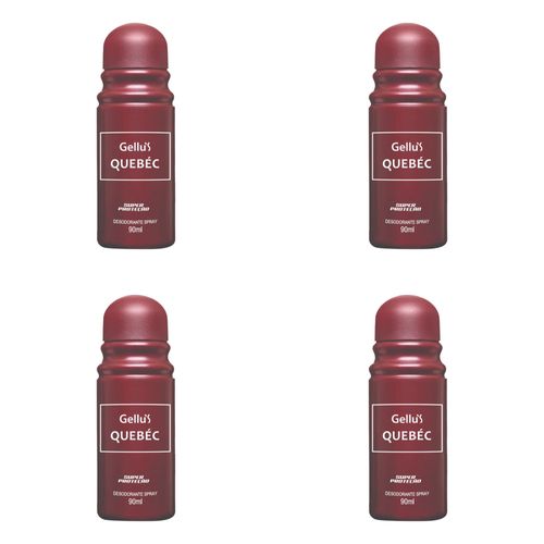 Kit c/4 Unidades de Desodorante Spray Gellus 90ml Quebec Kit c/4 Unidades de Desodorante Spray Gellus 90ml Quebec