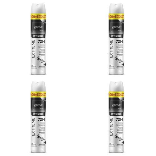 Kit c/4 Unidades de Desodorante Aerosol Above 72H 200ml Extreme Invisible