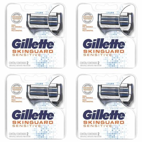 Kit c/4 Unidades de Carga Barbear Gillette Skinguard C/2 Sensitive