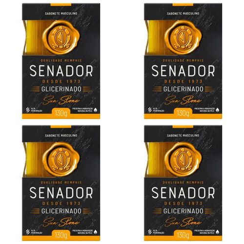 Kit c/4 Sabonetes Senador Glicerinado 130g SUN Stone Kit c/4 Sabonetes Senador Glicerinado 130g SUN Stone