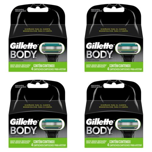 Kit c/4 Unidades de Carga Para Aparelho De Barbear Gillette Body Com 4 Unidades cada