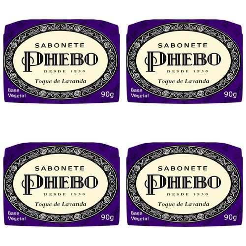 Kit c/4 Sabonetes Phebo Toque De Lavanda 90g cada Kit c/4 Sabonetes Phebo Toque De Lavanda 90g cada
