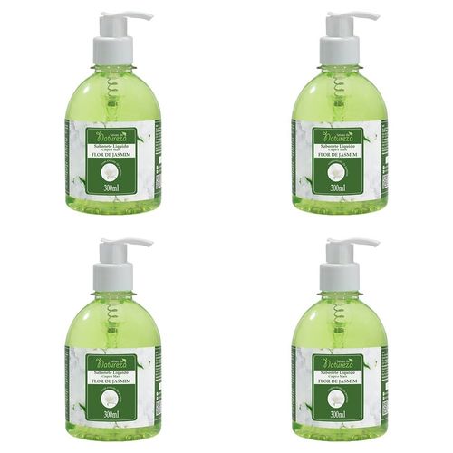 Kit c/4 Sabonetes Líquido Seivas da Natureza 300ml Flor de Jasmim 300ml cada