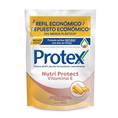 Kit c/9 Sabonete Líquido Protex Nutri Protect Vitamina E 200ml Refil