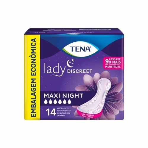 Kit c/9 Absorvente Tena Lady Discreet Maxi Night c/14 Unidades