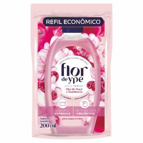 Kit c/9 Sabonete Líquido Flor De Ype Refil 200ml Flor Macã /Framboesa
