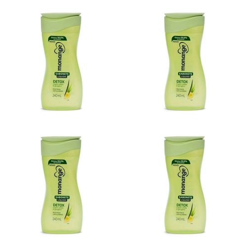 Kit c/4 Sabonetes Liquido Monange 240ml Detox