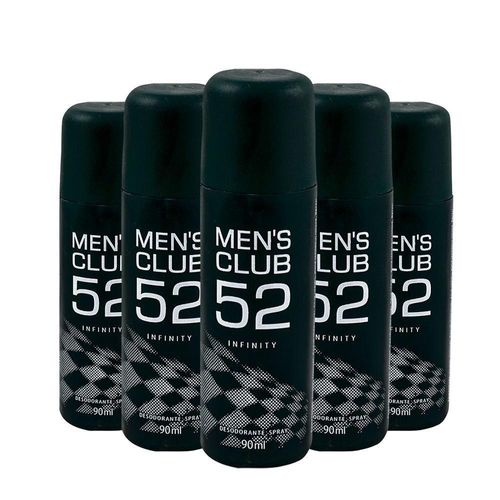 Kit c/5 Unidades de Desodorante Spray Mens Club 52 90ml Infinity Kit c/5 Unidades de Desodorante Spray Mens Club 52 90ml Infinity