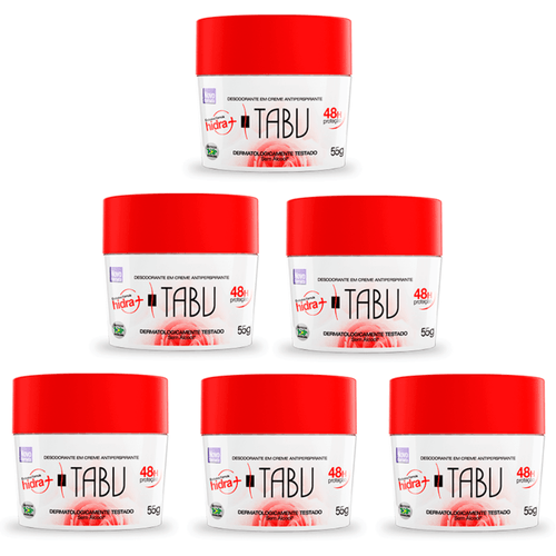Kit c/6 Unidades de Desodorante Creme Tabu 55g