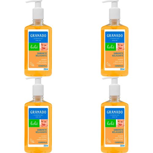 Kit c/4 Sabonetes Líquido Infantil Granado Bebê 250ml Camomila