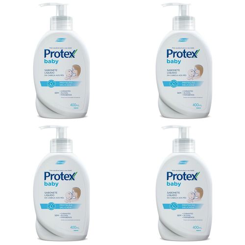 Kit c/4 Sabonetes Líquido Protex Baby Proteção Delicada 400ml