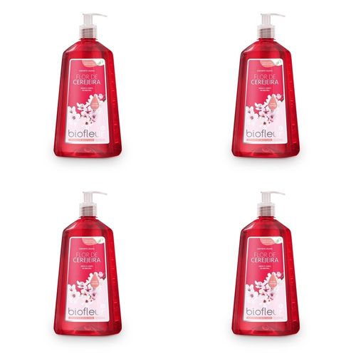 Kit c/4 Sabonetes Líquido Biofleur 1L Hid. Flor De Cereja