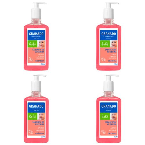 Kit c/4 Sabonetes Liquido Infantil Granado Bebê 250ml Calendula