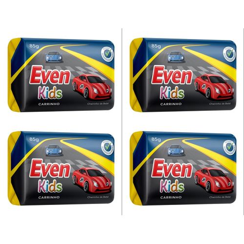 Kit c/4 Sabonetes Infantil Even Kids 85g Carrinho Kit c/4 Sabonetes Infantil Even Kids 85g Carrinho
