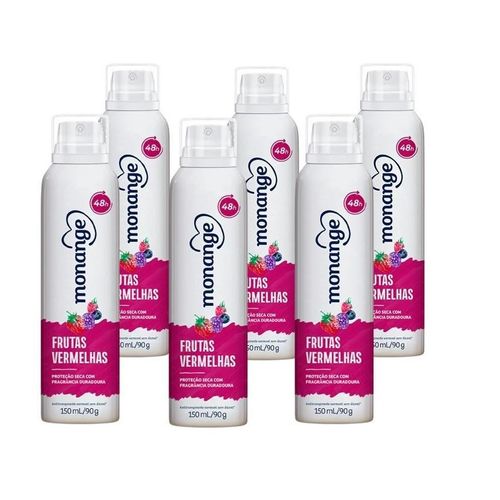 Kit c/6 Unidades de Desodorante Aero Monange 90g Frutas Vermelhas
