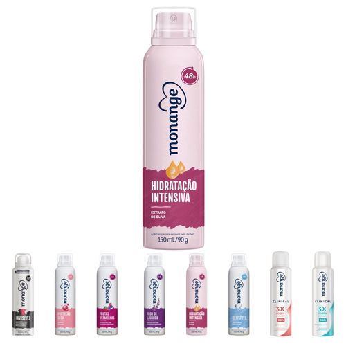 Kit c/4 Unidades de Desodorante Monange Aero Hidratação Intensiva 150ml