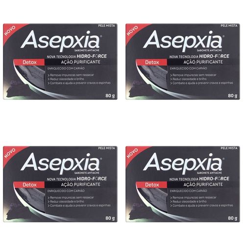 Kit c/4 Sabonetes Asepxia 80g Detox