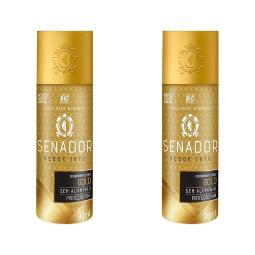 Kit c/2 Unidades de Desodorante Spray Senador 90ml Sport/Gold Kit c/2 Unidades de Desodorante Spray Senador 90ml Sport/Gold