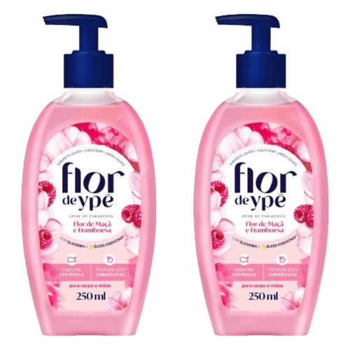 Kit c/2 Sabonetes Líquido Flor De Ype 250ml Flor De Macã E Framboesa