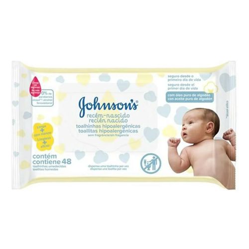 Kit c/2 Unidades de Lenço Umedecido Johnson Baby Recém Nascido 48 Unidades