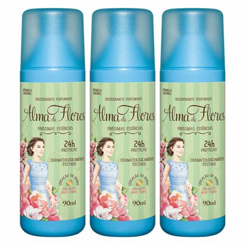 Kit c/3 Unidades de Desodorante Spray Alma De Flores 90ml Intense Kit c/3 Unidades de Desodorante Spray Alma De Flores 90ml Intense