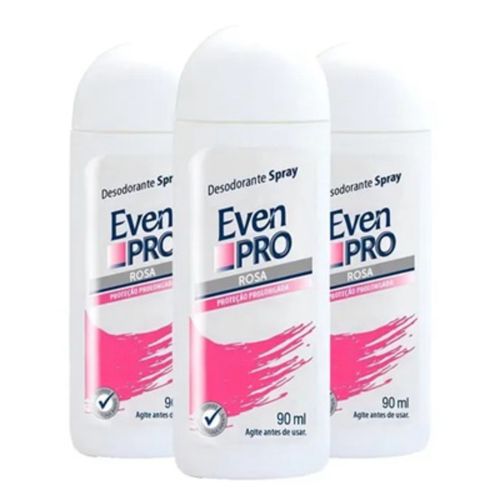Kit c/3 Unidades de Desodorante Spray Even Pro Rosa 90ml Kit c/3 Unidades de Desodorante Spray Even Pro Rosa 90ml