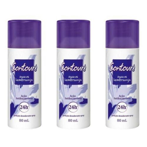 Kit c/3 Unidades de Desodorante Spray Contoure 80ml Lembranças Kit c/3 Unidades de Desodorante Spray Contoure 80ml Lembranças