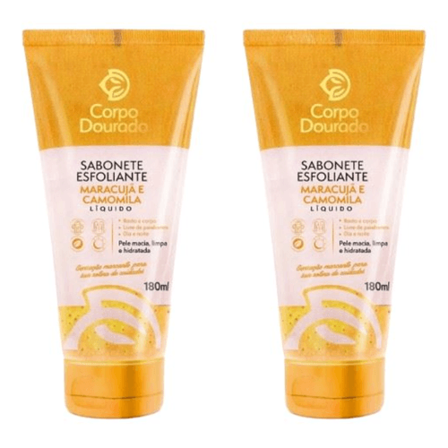 Kit c/2 Sabonetes Esfoliante Corpo Dourado 180ml Maracuja/Camomila