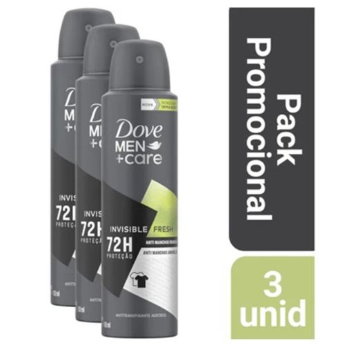 Kit c/3 Unidades de Desodorante Dove Aero Men Invible Fresh 150ml cada