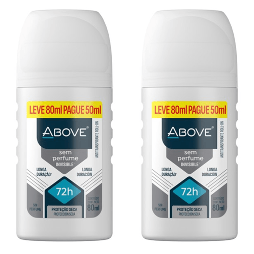 Kit c/2 Unidades de Desodorante Rollon Above 50ml Sem Perfume Kit c/2 Unidades de Desodorante Rollon Above 50ml Sem Perfume