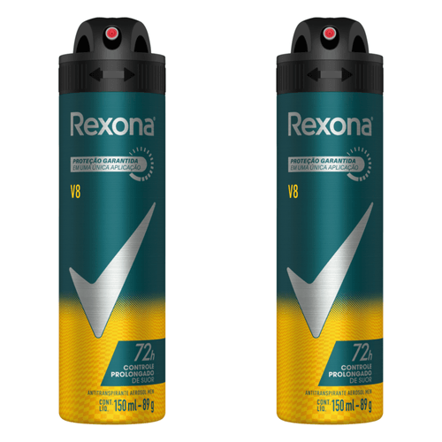 Kit c/2 Unidades de Desodorante Rexona Aerossol Men V8 150ml Kit c/2 Unidades de Desodorante Rexona Aerossol Men V8 150ml