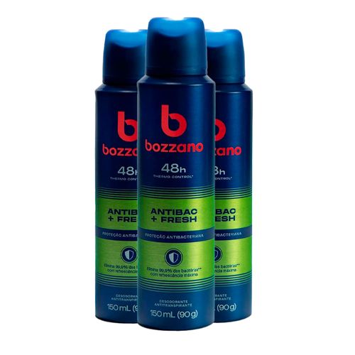 Kit c/3 Unidades de Desodorante Aerosol Bozzano 90g Antibac Fresh