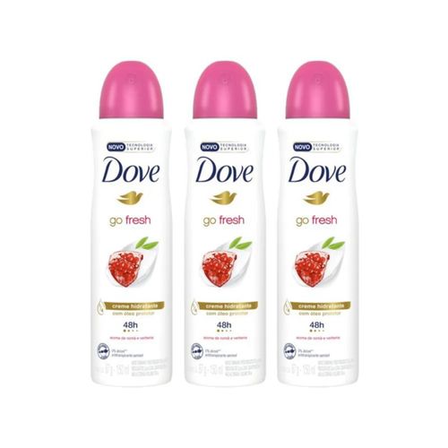 Kit c/3 Unidades de Desodorante Aerosol Dove Go Fresh Romã e Verbena Feminino 48h