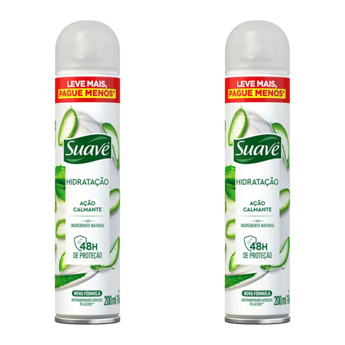 Kit c/2 Unidades de Desodorante Antitranspirante Aerossol Hidratação 200ml Suave